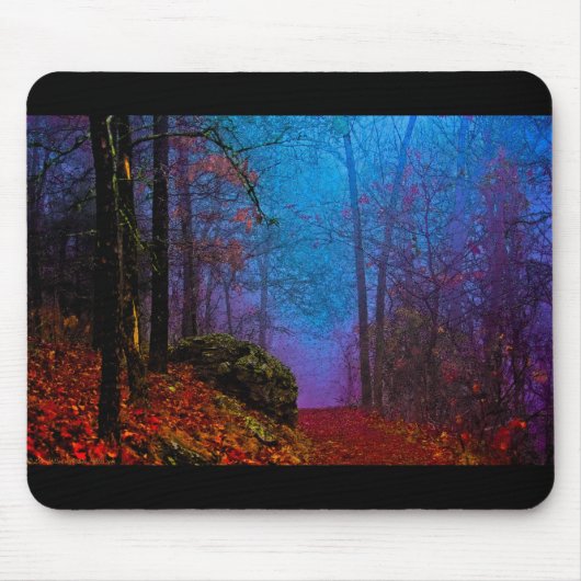 Tapis De Souris Forêt peinte automne pourpre brouillard (Devant)
