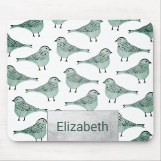 Tapis De Souris Forêt vert aquarelle oiseau noir bracelet