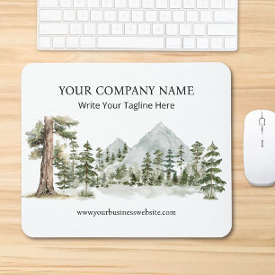 Tapis De Souris Forêt Verte de Nature en Aquarelle pour Entreprise