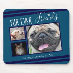 Tapis De Souris Forever Friends Pet Photo Collage Bleu