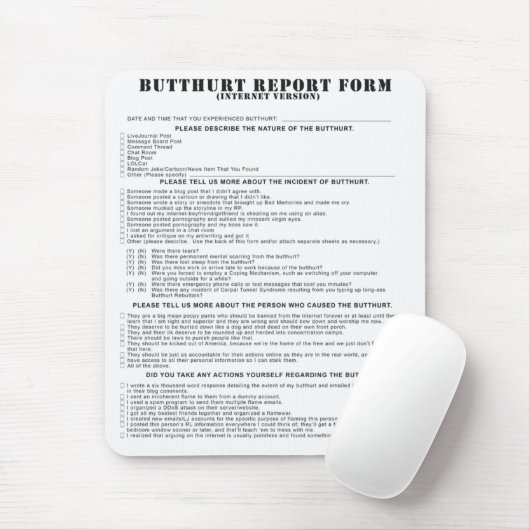 Tapis De Souris Forme de rapport de Butthurt d'Internet Mousepad (Avec souris)
