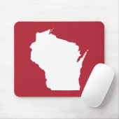 Tapis De Souris Forme rouge et blanche du Wisconsin (Avec souris)