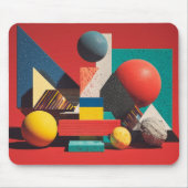 Tapis De Souris Formes géométriques colorées sur fond rouge (Devant)