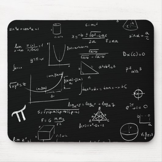 Tapis De Souris Formules et équations mathématiques blanches gris (Devant)