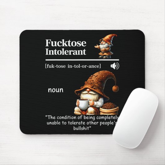 Tapis De Souris Fortose Intolerant Definition Funny Gnome Coffee (Avec souris)