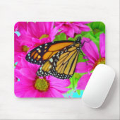 Tapis De Souris Fosson rose et papillon monarque (Avec souris)