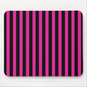 Tapis De Souris Fouchsia et bandes de bonbons noirs
