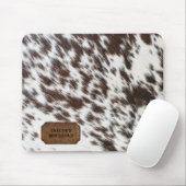 Tapis De Souris Fourrure de vache Brown et blanche et Cuir (Avec souris)