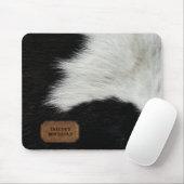 Tapis De Souris Fourrure de vache et cuir noir et blanc Faux (Avec souris)