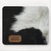 Tapis De Souris Fourrure de vache et cuir noir et blanc Faux (Devant)