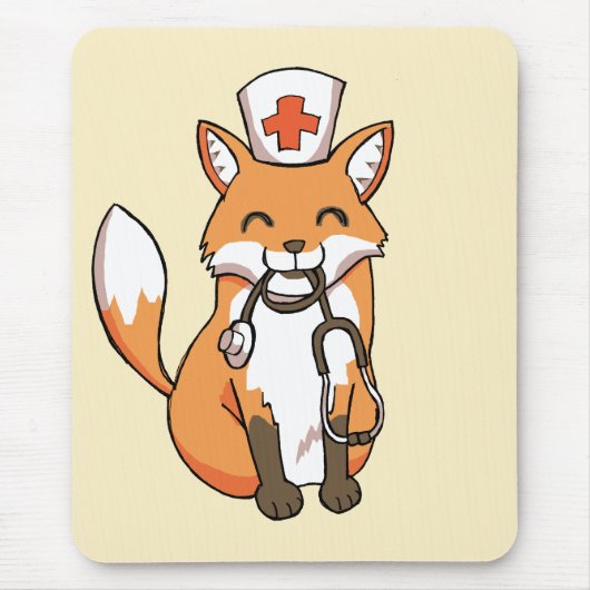 Tapis De Souris Fox de médecin ou d'infirmière dessinant le tapis (Devant)