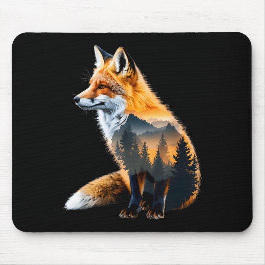 Tapis De Souris Fox Forest Nature Lover Mountains Hiking Camng Bus (Devant)