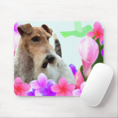 Tapis De Souris Fox Terrier et fleurs de fil (Avec souris)