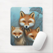 Tapis De Souris Foxes de la mère et du bébé (Avec souris)