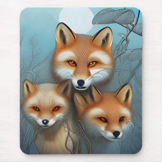 Tapis De Souris Foxes de la mère et du bébé (Devant)