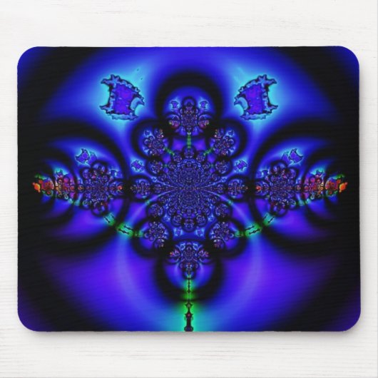 Tapis De Souris Fractal bleu brillant complexe (Devant)