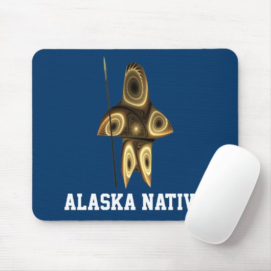 Tapis De Souris Fractal Inuit Hunter - Autochtone de l'Alaska (Avec souris)