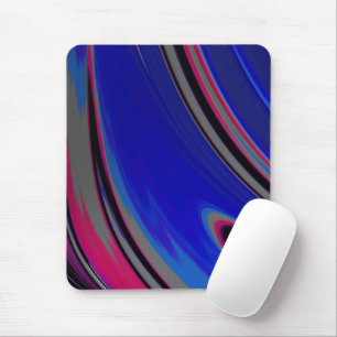 Tapis De Souris Fractale Abstrait Bleu Gris Magenta