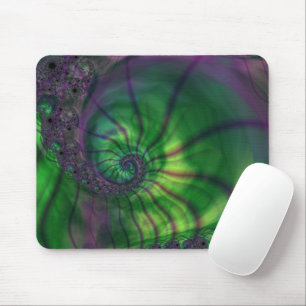 Tapis De Souris Fractale avec spirale verte et violette
