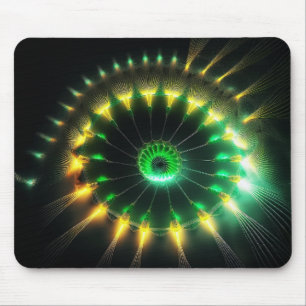 Tapis De Souris Fractale de tourniquet de jet vert et jaune
