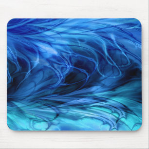 Tapis De Souris Fractale Mousepad bleu de marbre
