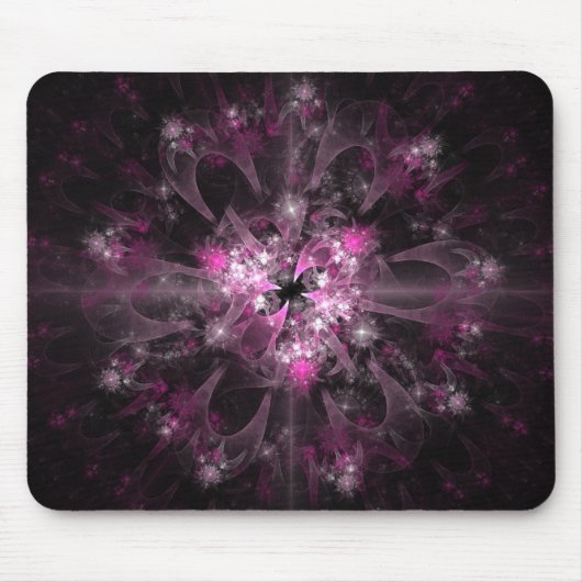 Tapis De Souris Fractale noire et rose (Devant)