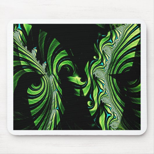 Tapis De Souris fractale papillon noir et vert (Devant)