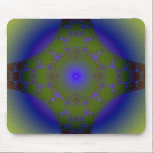 Tapis De Souris Fractale verte et bleue