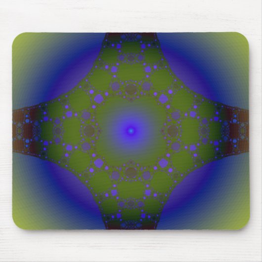 Tapis De Souris Fractale verte et bleue (Devant)