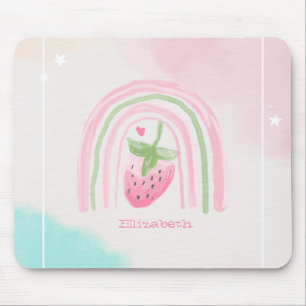 Tapis De Souris Fraise arc-en-ciel à l'aquarelle