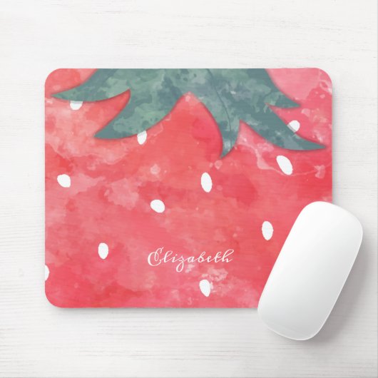 Tapis De Souris Fraise d'aquarelle mignonne (Avec souris)
