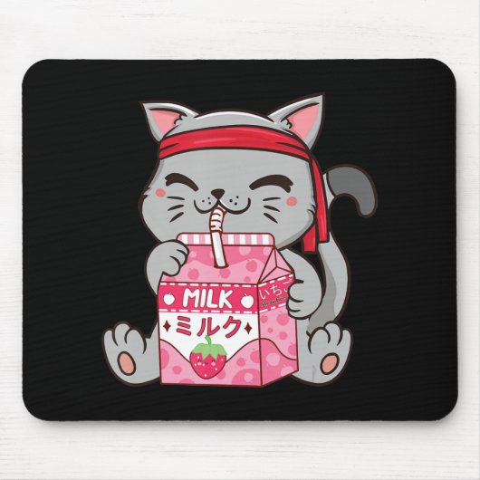 Tapis De Souris Fraise Shake fraise Lait Chat Kawaii Neko A (Devant)