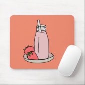 Tapis De Souris Fraise sucrée milkshake rose mignon (Avec souris)
