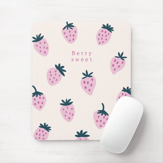 Tapis De Souris Fraises rose (Avec souris)