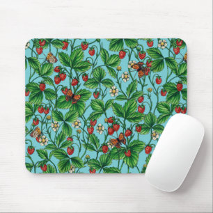 Tapis De Souris Fraises sauvages sur bleu piscine