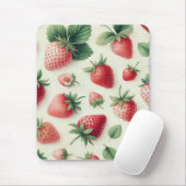 Tapis De Souris Fraises sur baies d'aquarelle crème (Avec souris)