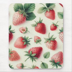 Tapis De Souris Fraises sur Baies de peinture à l'eau de Crème