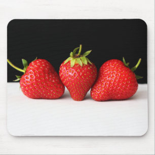 Tapis De Souris Fraises Sur Noir Sur Blanc Mpcn
