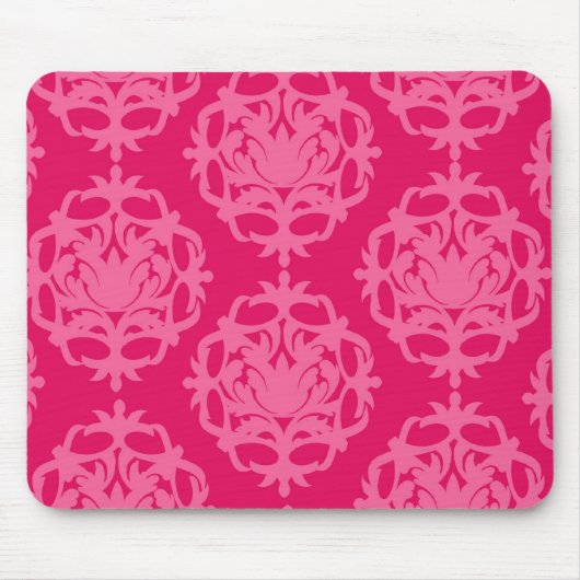 Tapis De Souris Framboise et damas rose (Devant)