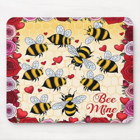Tapis De Souris Frame d'amour Floral de la mine d'abeilles (Devant)