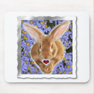 Tapis De Souris Framed Adorable Bunny with Sweet Heart