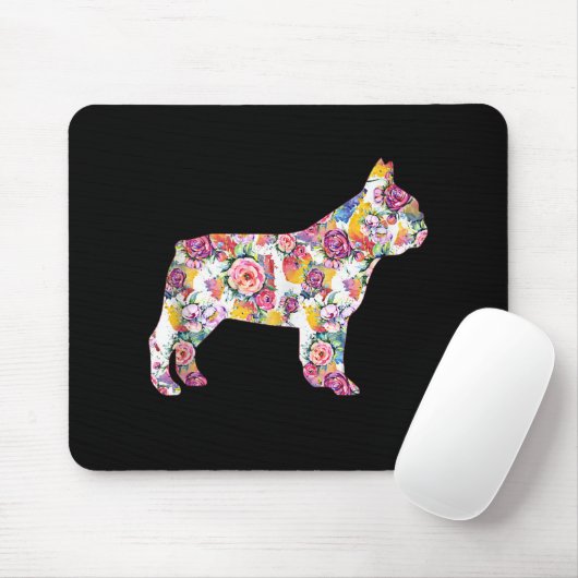 Tapis De Souris Français Bulldog Flower Motif Frenchie Bulldogs (Avec souris)
