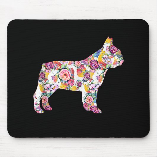 Tapis De Souris Français Bulldog Flower Motif Frenchie Bulldogs (Devant)