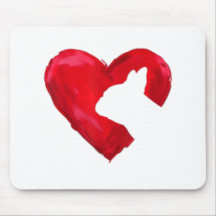 Tapis De Souris Français Bulldog Heart Valentines Amoureux des chi