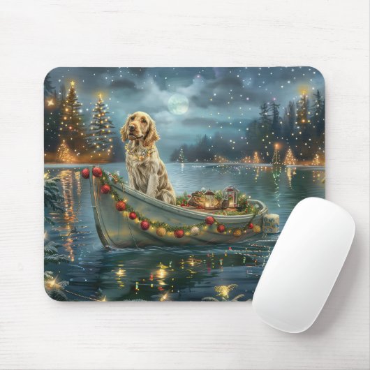 Tapis De Souris Français Setter Christmas Festive Voyage (Avec souris)