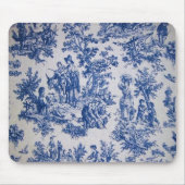 Tapis De Souris Française toile de jouy bleu et blanc élégant (Devant)