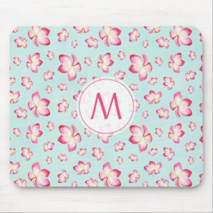 Tapis De Souris Frangipani rose Monogram Aqua