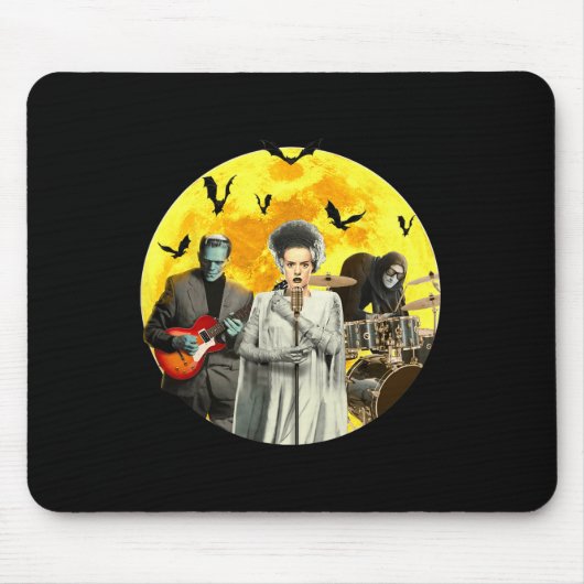 Tapis De Souris Frankenguitar avec mariée et groupe Igor Halloween (Devant)