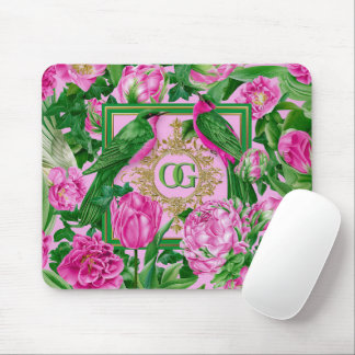 Tapis De Souris Frappant rose et vert botanique personnalisé