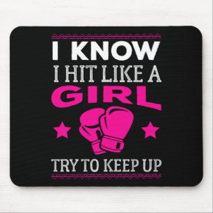 Tapis De Souris Frappe Comme Une Fille Drôle Boxe Cadeau Femme